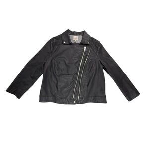 MNG Jeans‎ Women's Black waxed cotton Moto Jacket XL